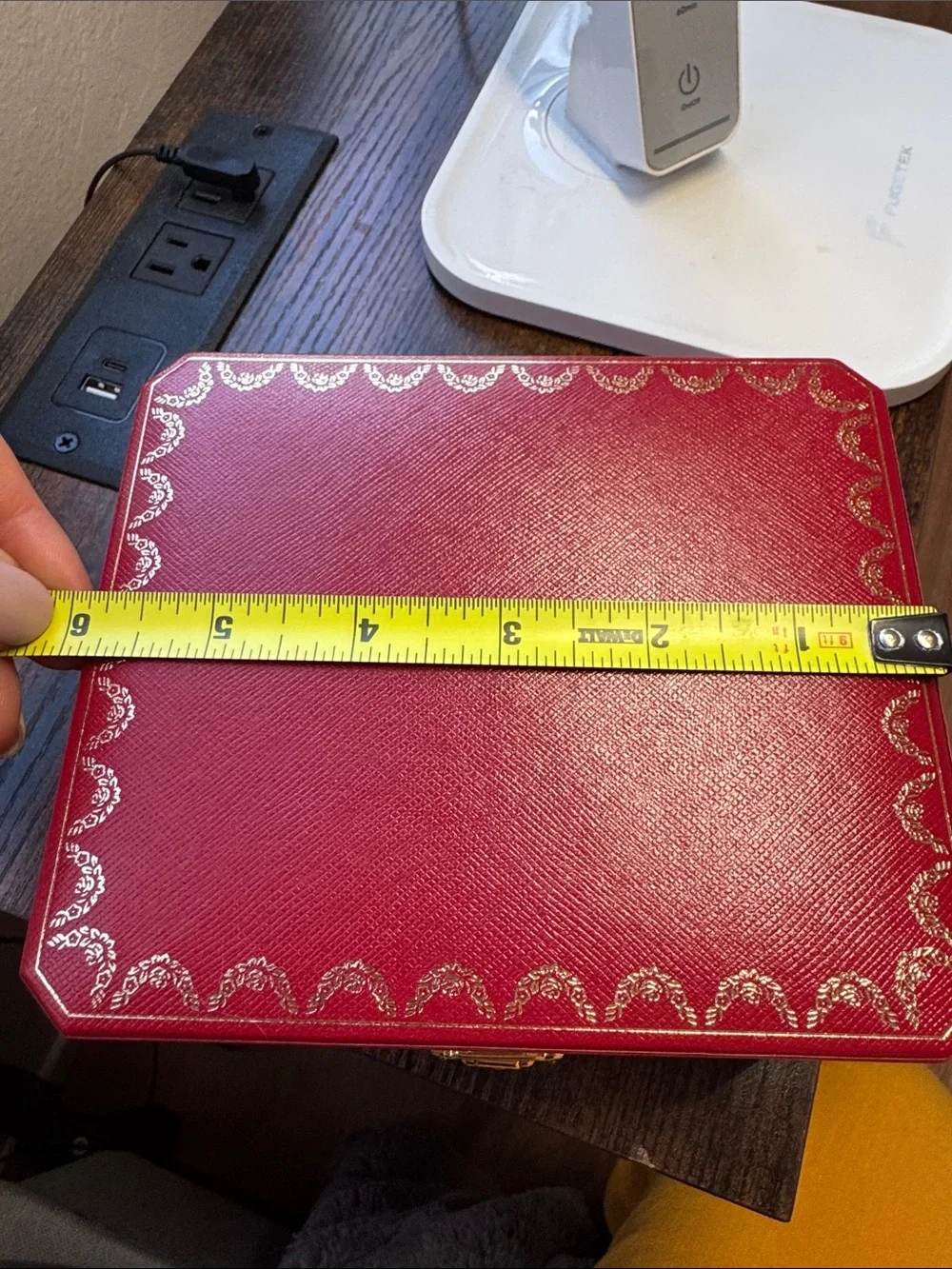 Cartier Red Decorative Jewelry Storage Box with Gold Trim with book